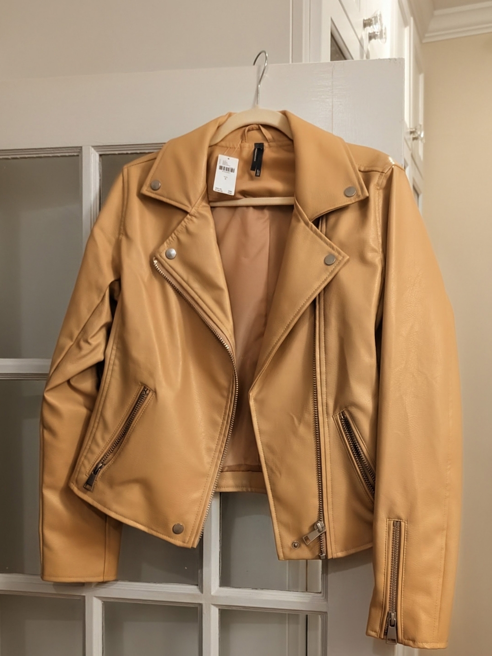 Anthropologie Camel Faux Leather Moto Jacket